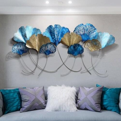 Creative 3D Nordic Decoration Accessories Home 3D Iron Ginkgo Leaves Wall Hanging Living Room Background Wall Room Decoracion