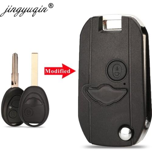 Jingyuqin Modified Flip Remote Key Replacement Shell Case Fob 2 Buttons For BMW Mini One Cooper R50 R53 Blank Key