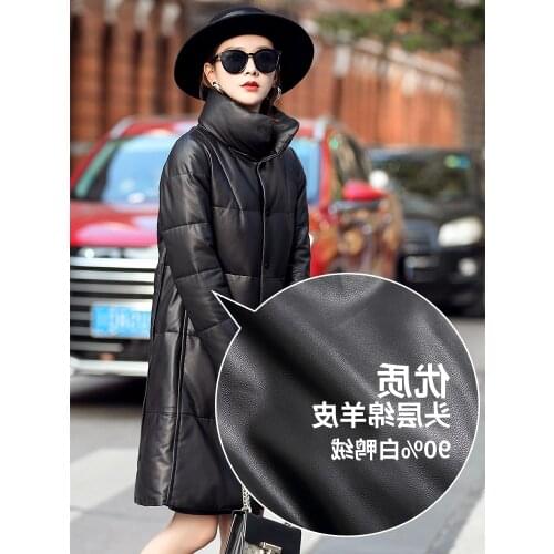 Genuine winter jacket, women real sheepskin white down coat, 2020 mfqy9010 long leather jackets