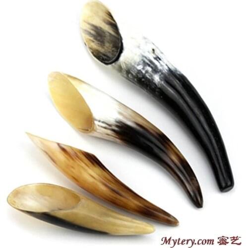 Natural Horn Guasha Treatment Tools Massage Sticks Tea Spoon Tibet Yak Horn Family Decor Arts Various Sizes L001