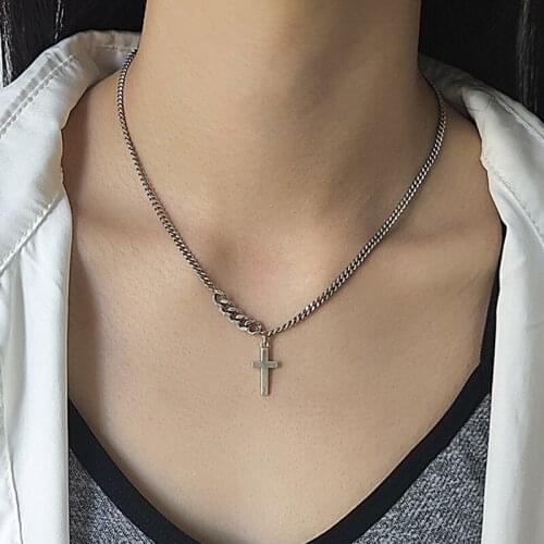 New Arrival Lady Cross Pendant Necklace For Women Jewelry Trendy Silver 925 Girl Chain Clavicle Necklace Female Birthday Gift