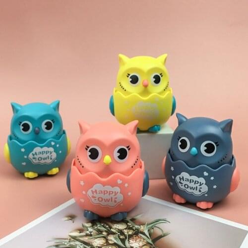 Cute Baby Rattle Toys Cartoon Owl Snails Press Back Force Inertial Slide Toy Rotatable Infant Mobile Educational Toy Kids Gift