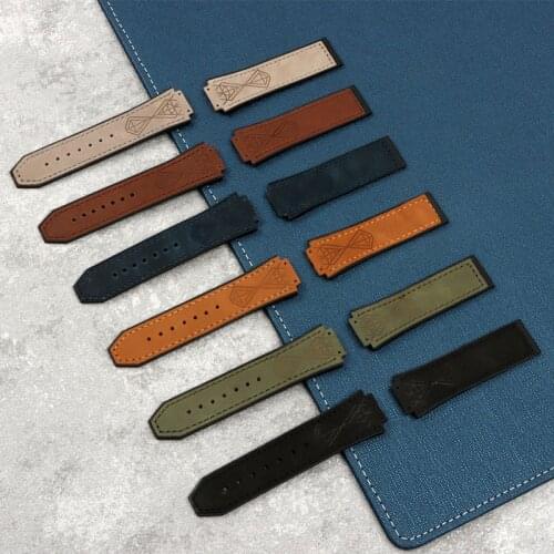 Convex real leather Silicone Rubber Watchband 25*17mm For Hublot strap For Big Bang belt Watch Band authentic Bracelet logo