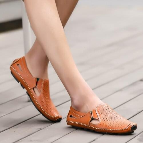 Sandalsslippers couro unisex work male roman for classic ritable casual cuero flat rubber masculino safety sandale masculina de