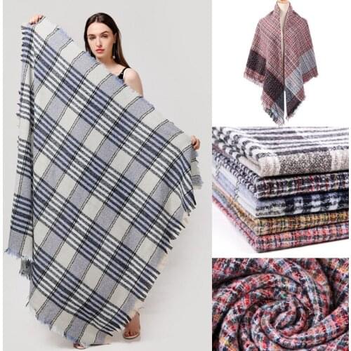 2020 new design brand fashion big square scarf spring autumn and winter warm cashmere plaid shawl scarf lady turban blanket SP80