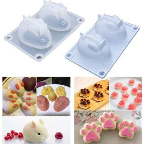 6 Cavity Rabbit Silicone Cake Mold for Chocolate Mousse Dessert Jelly Pudding Ice Cream Pastry Bread Baking Pan Decorating Tools