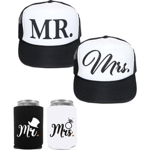 Mr Mrs bride groom Can Cooler hat Engagement Wedding Party Anniversary Newlywed Honeymoon Travel Decoration Bridal Shower Gift