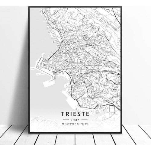 Trieste Lecce Palermo Taranto Parma Rome Italy Map Canvas Art Poster