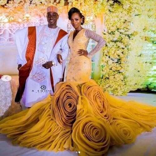 Saudi Arabia V Neck Mermaid Evening Dresses Sheer Long Sleeves Ruched Ruffles Sweep Train Prom Gowns Dubai Robe Custom Made