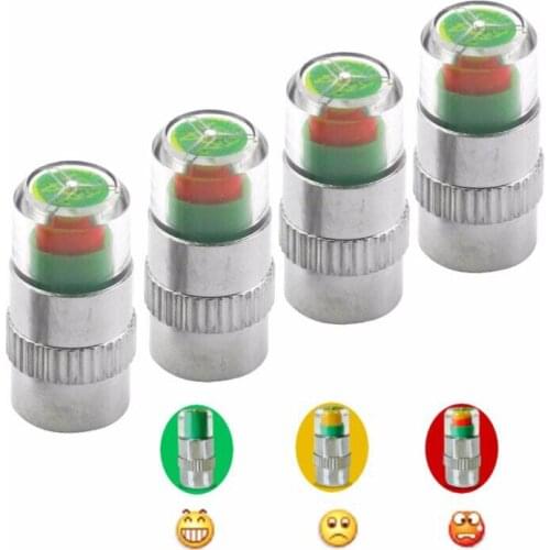 10sets Visiable 2.4bar 36PSI Car Auto Tire Air Warning Alert Tyre Pressure Sensor Monitor Valve Cap Motorcycle Bolt 4pcs/set