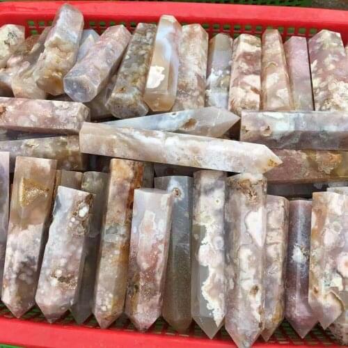 Cherry blossom agate wand points polished natural stones and crystals healing gemstones for home decoration