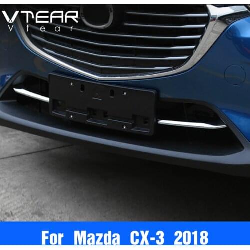 Vtear For Mazda CX-3 CX3 Accessories car Front Grille Grill Bottom Cover trim cover Exterior ABS Chromium Matte 2018 2019 2020