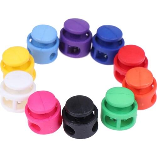 10pcs 16*17mm Multi Colors Plastic Paracord Cord Lock Clamp 2 Hole Toggle Clip Stopper Shoelace Cord Buckles Bag Parts Accessori