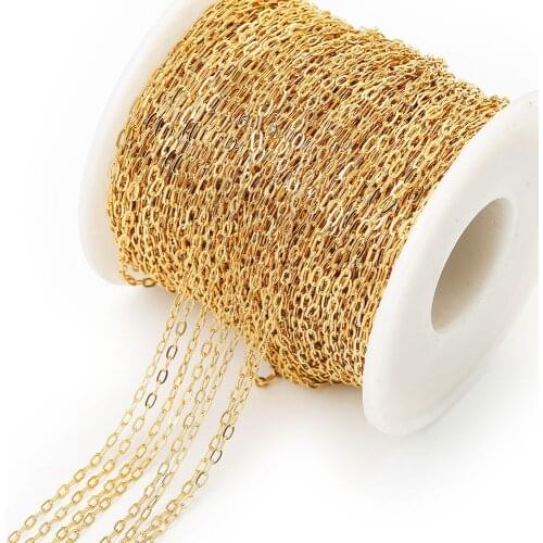 2Meter Width1.7mm Gold Rolo Cable Chains Stainless Steel Link Chain for Necklace Bracelet Jewelry Making Supplies Wholesale Bulk