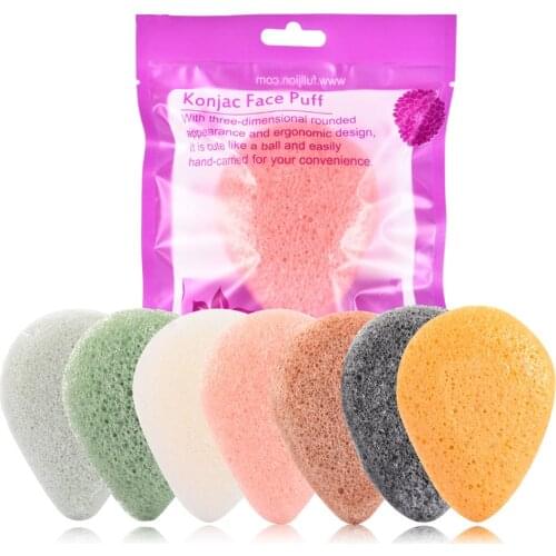1pcs Natural Konjac Sponge Cosmetic Puff Water Drop Shaped Face Wash Cleaning Sponge Flutter Facial Cleanser Makeup Tools