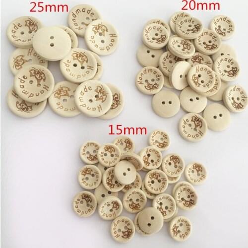 100PCS/Lot Bowl Type Natural Color Wooden Buttons Handmade Love Letter Wood Button Craft DIY Baby Apparel Accessories Buttons