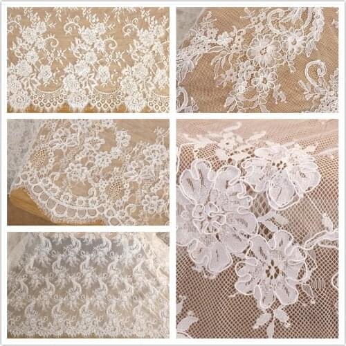 3M/Lot High Quality Car-Bone Thread Eyelash Lace Fabric DIY Clothes Sewing Lash Fabric Wedding Dress Accessories