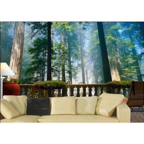 3d wallpaper for room Green trees forest living room sofa background wall photo 3d wallpaper