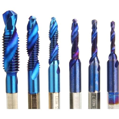 6pcs Tap HSS Drill Bit M3 M4 M5 M6 M8 M10 Metric Thread Spiral Screw Hex Shank Bit Set