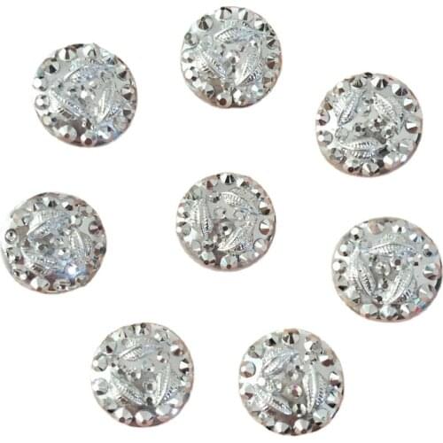 80pcs Resin 12mm Leaf Round Flatback Rhinestone Scrapbook DIY Wedding Applique Ornaments SF101