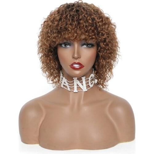 Brazilian Jerry Curl short Human Hair Wigs Remy Pixie Cut Wig black/blonde Afro curly human hair Wig For Women