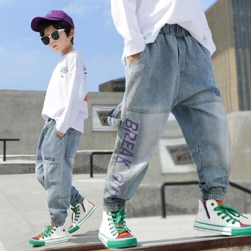 Boys Pants 2020 Autumn Kids Jeans Elastic Waist Stretch Denim Clothes Children Trousers For 4 to 14 Years Boy Pencil Leggings