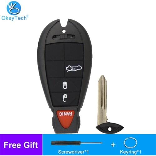 Okeytech 3+1 Buttons Remote Key Shell Case For Jeep Grand Cherokee Chrysler 300 Town & Country Dodge Challenger Charger Journey