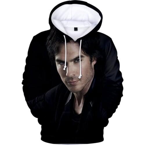 The Vampire Diaries Damon Salvatore Elena Gilbert Stefan Salvatore Hooded Sweatshirt Men/Women Casual Hoodies Pullover Tops