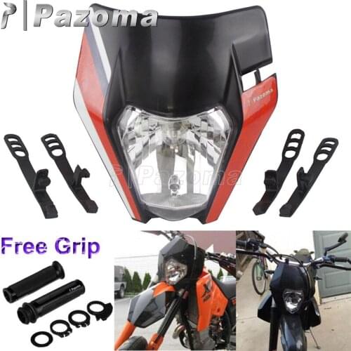 Dual Sport Headlight Dirt Bike Headlamp Mortorcycle Font Head Light Fairing for Suzuki EXC XC SX w/ Sticker&7/8" Hand Grips