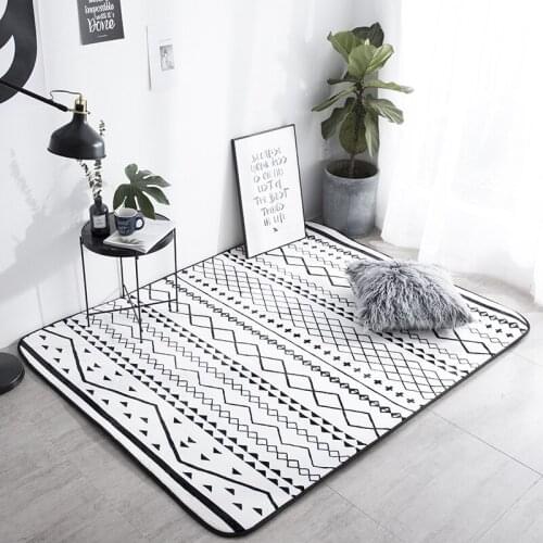 Ethnic Vintage Bohemian Floor Mat Cotton Carpet Decor Home Living Room Bedroom Bedside Mat Machine Wash Doormat Soft Carpet