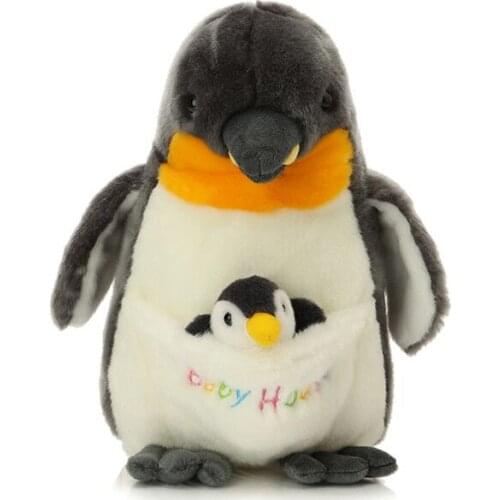 30cm dark gray penguin plush toy with baby ,soft throw pillow Christmas gift h2964