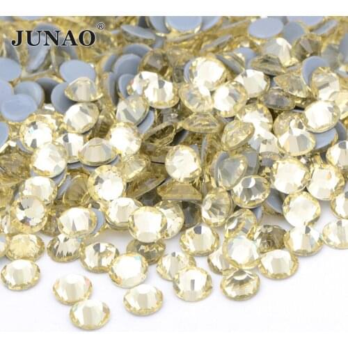 JUNAO SS6 8 10 16 20 30 Jonquil Color Flatback Hot Fix Rhinestones Iron On Crystal Strass for Clothes Decorations