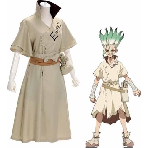 Anime Dr. Stone Senku Ishigami Cosplay Costume Senku Adult White Male Full Set Halloween Christmas Carnival Party Costumes wig