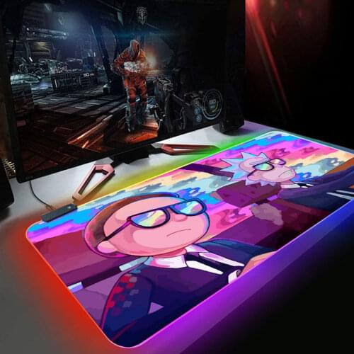 Mouse pad RGB morty Gaming Accessories Computer Large 900x400 Mousepad Gamer Rubber Carpet With Backlit keyboard mouse pad gift