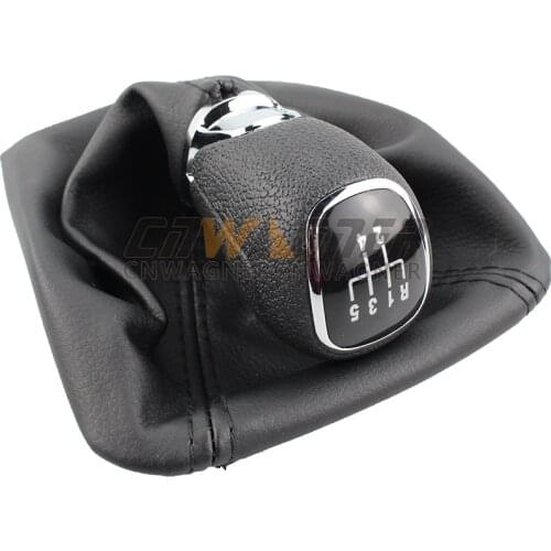 Gear Lever Stick Shift Knob Leather Boot For Skoda Octavia 2 A5 A6 2004-2013 5 gear 6 speed