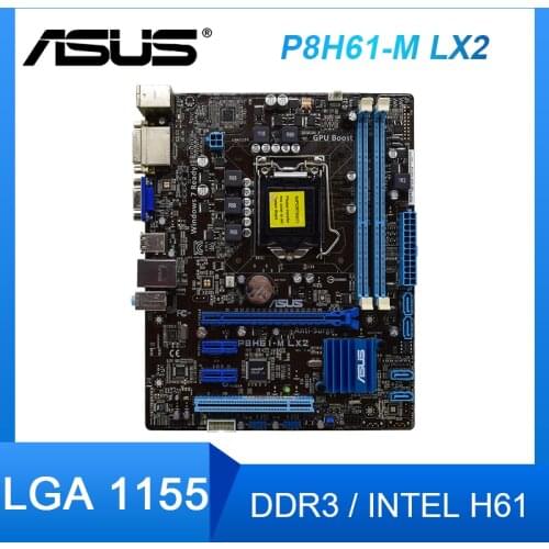 For Asus P8H61-M LX2 3.0 Intel Motherboard SATA 2 LGA 1155/Socket H2 with I/O plate Used Mainboard