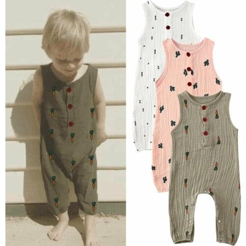 Sweet Newborn Baby Girl Boy Rompers Print Sleeveless Top Romper Jumpsuits Summer Clothes Set