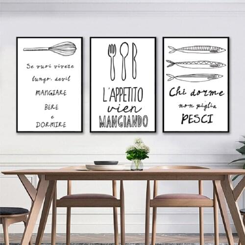 Nordic Minimalist Canvas Prints Posters Black and White Kitchen Wall Art Canvas Paintings Pictures Dining Room Home Decoration