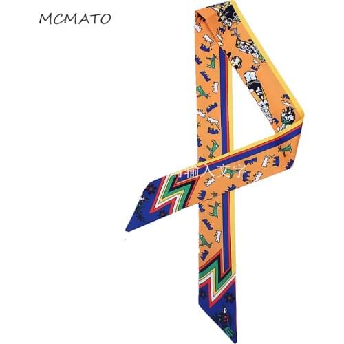 New style Fashion Scarf Brand Small Myth Series Womens Print Silk Scarf Head Scarf Handle Bag Ribbons Small Long Scarves