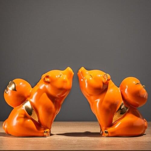 A pair of ceramic pig cute decorations creative home ceramic soft decoration decorations