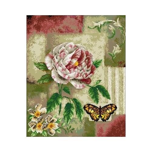 Peony and Butterflies (2) Needlework,For Embroidery,DIY 14CT Unprinted Arts Cross stitch kits Set Cross-Stitching Home Decor