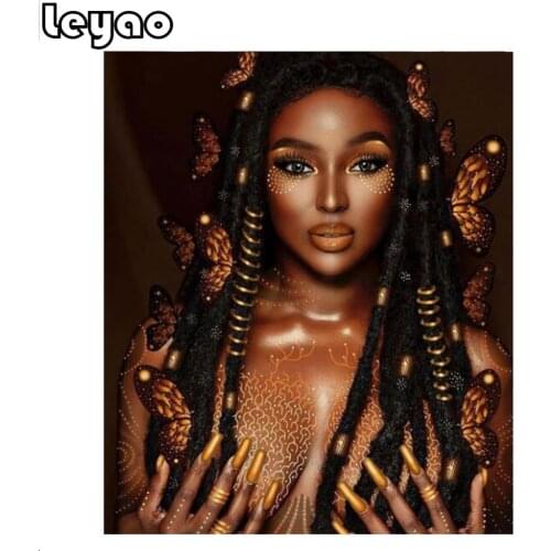 Full square round Diamond Embroidery African woman Makeup Diamond Mosaic Rhinestone Diy Diamond Painting Cross Stitch kits art