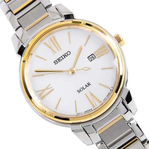 Seiko SOLAR womens watch SUT324P1 31mm dial white strap steel womens watch Solar Powered