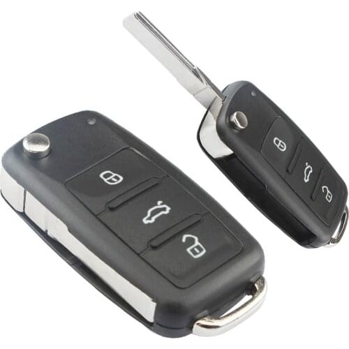 3Button Smart Uncut Flip Folding Remote Replacement Key Case No Chip with Indicator Lamp and Blade Fit for Volkswagen B5 Passat