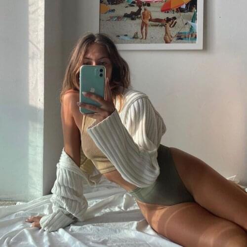 Sweater Knitted Cardigans cropped Autumn Fashion Women Streetwear Long Sleeve Crop Top Casual Sexy Outerwear Female Sweater