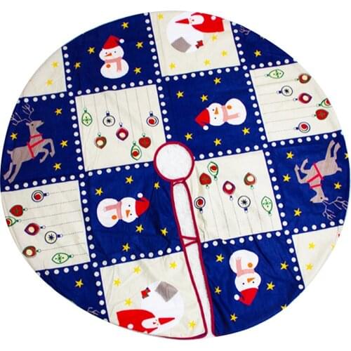 120CM New Festival Christmas Knitting Tree Skirt Cute Santa Claus Reindeer Snowman Print Tree Mats for Home Decoration