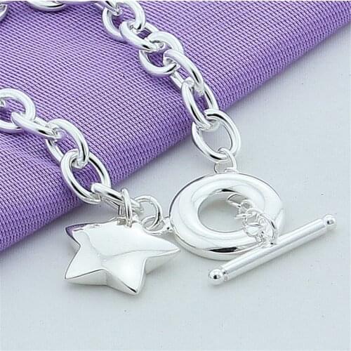 NEW 925 Silver Delicate Solid Star TO-clasp Bracelet For Women Wedding Engagement Birthday Anniversary Fashion Jewelry