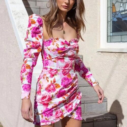 2020 Summer Pink and White Rose flower Floral Print Dolce Ustrous Stretch Cotton Mid-thigh Cut Women Dress Vestido S-XL