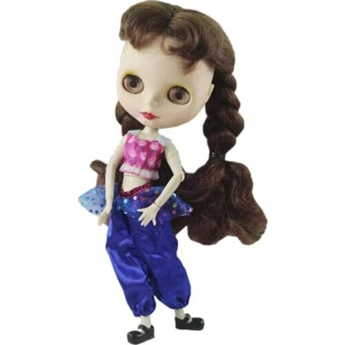 1/6 Charming Crop Top Bloomers Blue Pants For Blythe Doll Clothes for Azone Outfit Fashion Blyth Clothes 11.5" Dolls Accessories