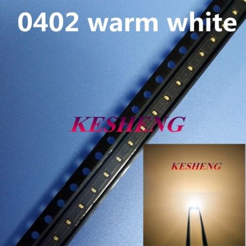 100PCS SMD SMT 0402 1005 led Ultra Bright Warm white LED lamp light Free shipping